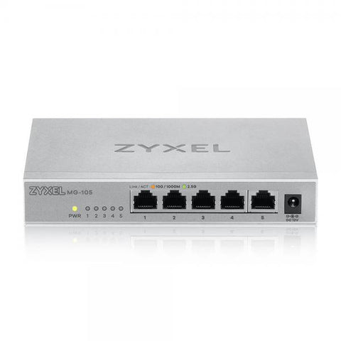Zyxel XMG-105 Non gestito 2.5G Ethernet [100/1000/2500] Grigio (XMG-105 5 PORTS 2.5G + 1 SFP+ - MULTIGIG UNMANAG DESKTOP SWITCH)
