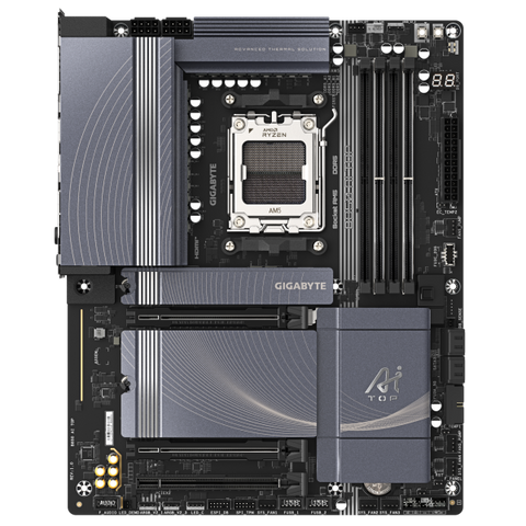 GIGABYTE B850 AI TOP Scheda Madre - Processori AMD Ryzen Serie 9000, 16+2+2 fasi VRM digitali, fino a 8600MHz DDR5 [OC], 2xPCIe 5.0 + 1xPCIe 4.0 M.2, LAN 10GbE, WIFI 7, USB 3.2 Gen 2x2 (GIGA B850 AI