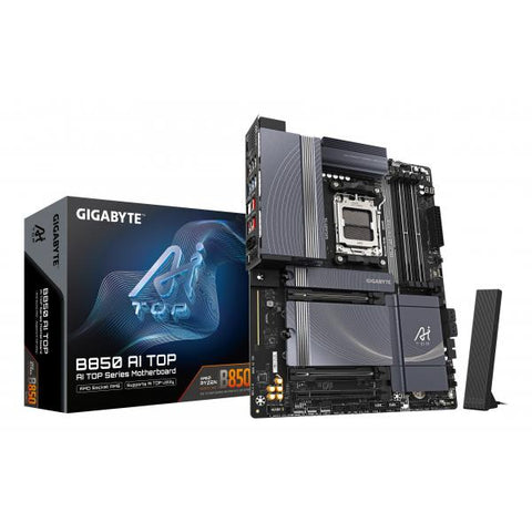 GIGABYTE B850 AI TOP Scheda Madre - Processori AMD Ryzen Serie 9000, 16+2+2 fasi VRM digitali, fino a 8600MHz DDR5 [OC], 2xPCIe 5.0 + 1xPCIe 4.0 M.2, LAN 10GbE, WIFI 7, USB 3.2 Gen 2x2 (GIGA B850 AI