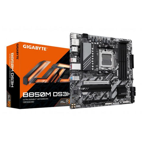 GIGABYTE B850M DS3H Scheda Madre - Processori AMD Ryzen Serie 9000, 16+2+2 fasi VRM digitali, fino a 8200MHz DDR5 (OC), 1xPCIe 5.0 + 1xPCIe 4.0 M.2, LAN 2.5, USB 3.2 Gen 2