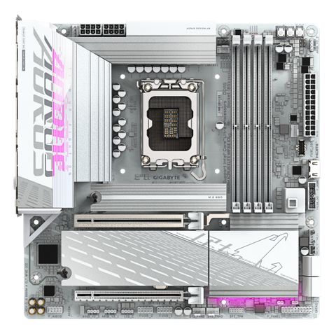 Gigabyte B860M AORUS ELITE WIFI6E ICE Intel 1851 Socket Motherboard, Micro-ATX, 4x DDR5 Slots, 3x M.2 Sockets, Fitted I/O Shield, 2.5GbE LAN, Wi-Fi 6E, 1x DisplayPort / 1x HDMI / 1x USB-C [USB4]