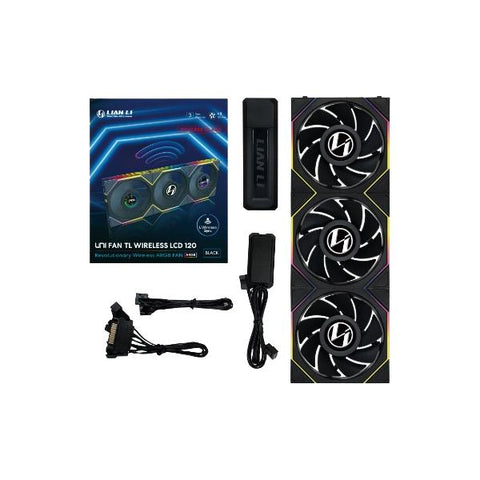 Lian Li 12RTLLCD1W3B sistema di raffreddamento per computer Case per computer Ventilatore 12 cm Nero (Lian Li UNI FAN TL LCD Wireless Reverse 120 Black Triple Fan Pack)