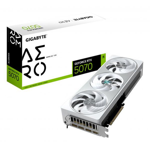 GIGABYTE GeForce RTX 5070 AERO OC 12G Scheda Grafica - 12GB GDDR7, 192 bit, PCI-E 5.0, 2625 MHz Core Clock, 3 x DP 2.1a, 1 x HDMI 2.1b, NVIDIA DLSS 4, GV-N5070AERO OC-12GD