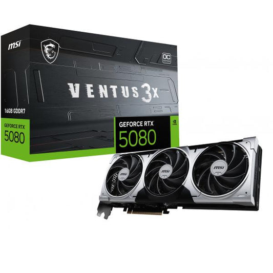 MSI VENTUS GEFORCE RTX 5080 16G 3X OC PLUS SCHEDA VIDEO NVIDIA 16 GB GDDR7 TIPLE FAN PCI Express x16 5.0 - 1 x HDMI 3 x DISPLAYPORT