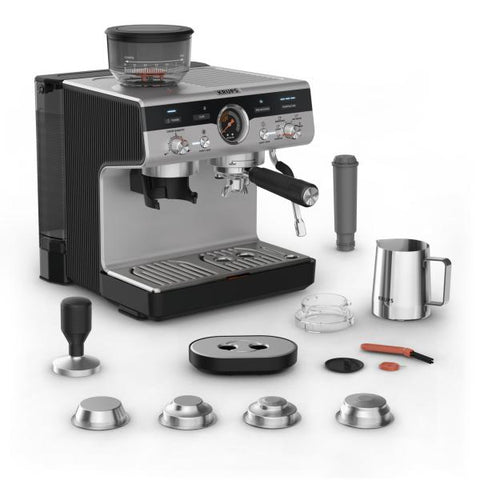 Krups Precision Siebtr?germaschine XP801T, Espressomaschine, 3 l, Gemahlener Kaffee, Eingebautes Mahlwerk, Schwarz, Edelstahl