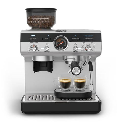 Krups Precision Siebtr?germaschine XP801T, Espressomaschine, 3 l, Gemahlener Kaffee, Eingebautes Mahlwerk, Schwarz, Edelstahl