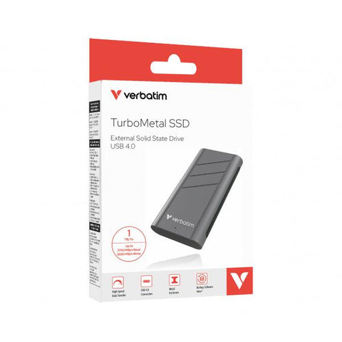 Verbatim TurboMetal SSD USB4 1TB USB tipo-C USB4 Gen 2x2 Argento