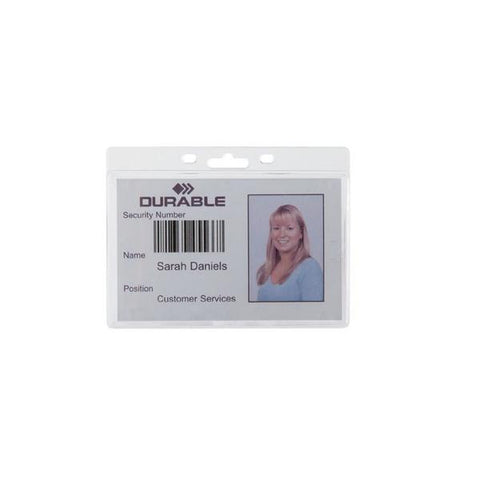 Durable 999108012 badge e porta badge 50 pz (Durable Enclosed Security Pass Holder 54x87mm Holds 1 ID/Security Card Transparent [Pack 50] - 999108012)