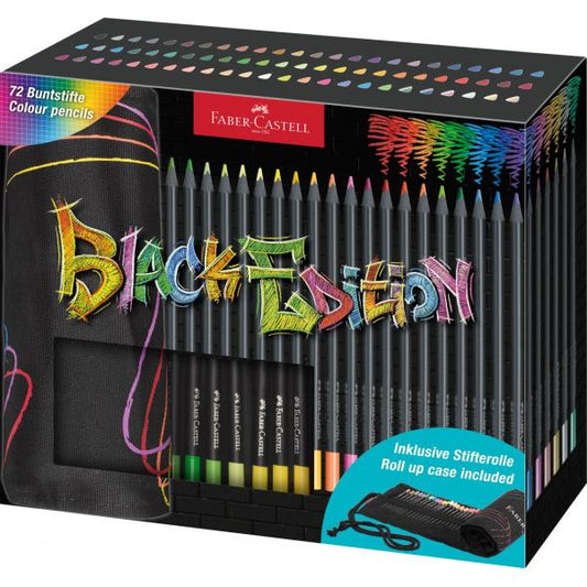 FABER CASTELL BLACK EDITION ROTOLO DI PASTELLI MINA 3.3 mm COLORI ASSORTITI CONF 72 Pz.