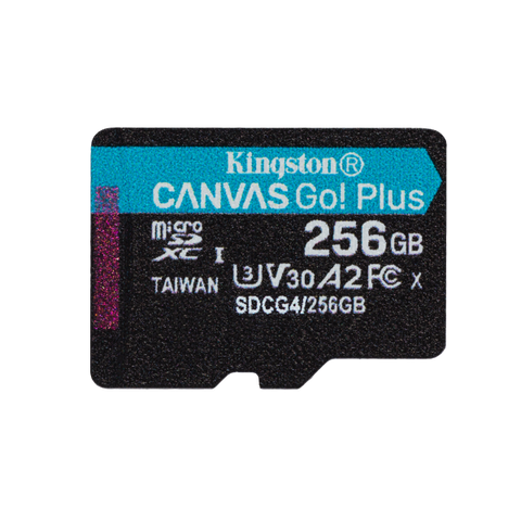 Kingston Technology Scheda microSDXC Canvas Go Plus Gen4 200MB/s A2 U3 V30 da 256 GB + adattatore