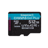 Kingston Technology Scheda microSDXC Canvas Go Plus Gen4 200MB/s A2 U3 V30 da 512 GB + adattatore