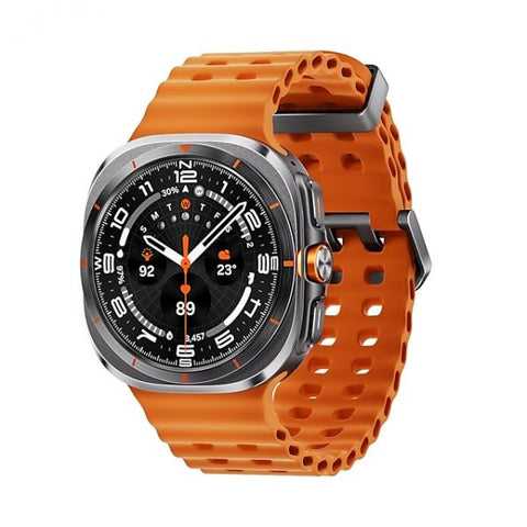 Samsung Galaxy Watch Ultra - 47 mm - titanfarben grau - intelligente Uhr mit Marineband - Gummi - Orange - Bandgr??e: S/M/L - Anzeige 3.73 cm (1.5")