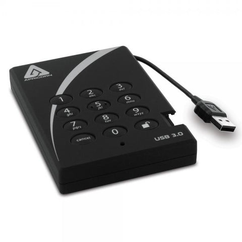 Apricorn Aegis Padlock USB 3.0 500GB disco rigido esterno Nero