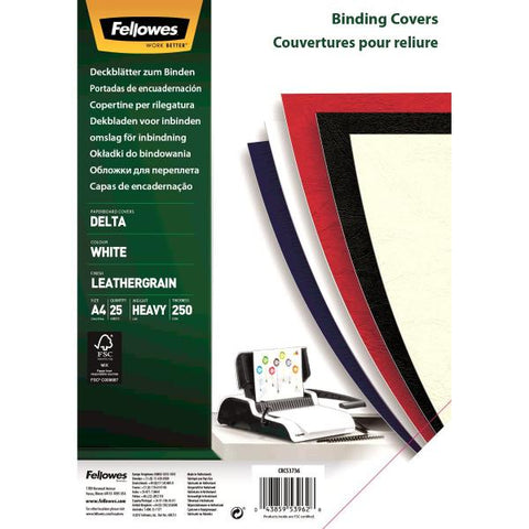 FELLOWES DELTA COPERTINE IN CATONCINO 210X297 mm A4 COL. BIANCO CONF 25 Pz.