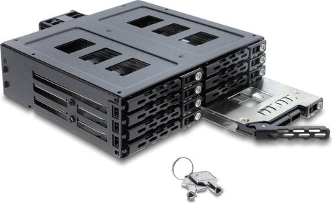 Delock 5.25? Wechselrahmen fr 8 x 2.5? SATA oder SAS HDD / SSD mit Schloss (47172)