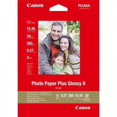 CANON PAPER PP-201 RISMA 20 FOGLI FORMATO A5 CARTA FOTOGRAFICA 260 GR/M2 COLORE BIANCO FINITURA LUCIDA