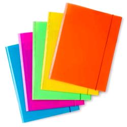PLASTIDEA FLUO CARTELLINE 3 LEMBI I PP CON ELASTICO 330X243 mm COLORI ASSORTITI CONF 10 Pz.