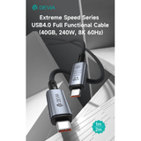 Devia Cavo tipo-C USB 4 40GB 240W 8K 60HZ Nero 1M