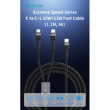 Devia Cavo Carica rapida da C a C+L 60W+12W 1,2 Metri 3 Amper