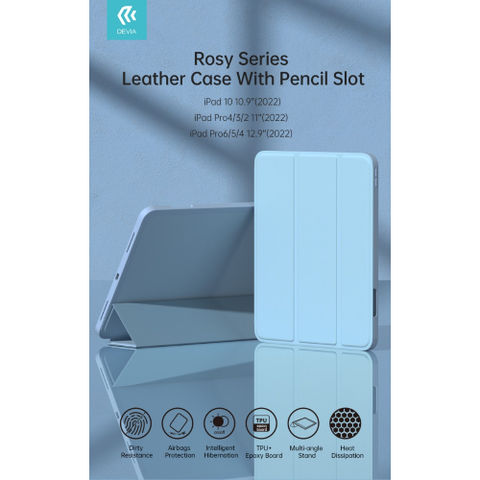 Devia Cover Rosy per iPad 10 10.9 2022 con supporto Pencil Azzurra