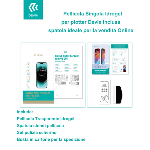 Apple Pellicola Singola Idrogel per plotter Devia inclusa spatola
