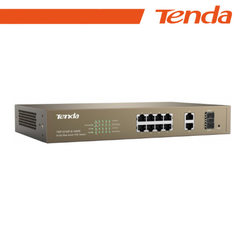 Tenda Switch PoE Desktop Smart 8 Porte 10/100Mb+2Gb+2SFP - TEF1210P-8-150W