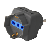 Propart Adattatore triplo 3pos bipasso/schuko spina Schuko nero