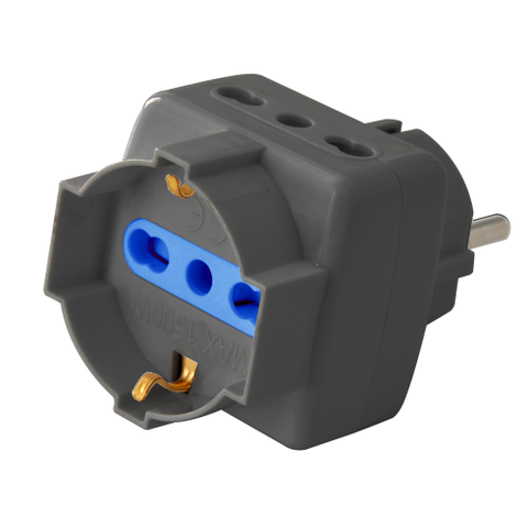 Propart Adattatore triplo 3pos bipasso/schuko spina Schuko nero