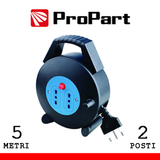 ProPart Avvolgicavo 2pos bipasso 5metri spina16A nero