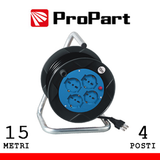 ProPart Avvolgicavo 4pos bipasso/schuko 15metri spina16A nero