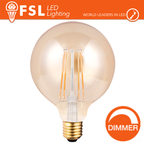 Luce Calda - 2200K Lampada Globo Filamento Ambra 12,5cm - 8W E27 800LM DIMMER