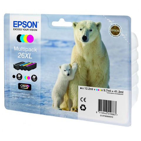 EPSON MULTIPACK 26 XL CARTUCCE CIANO+GIALLO+MAGENTA+NERO