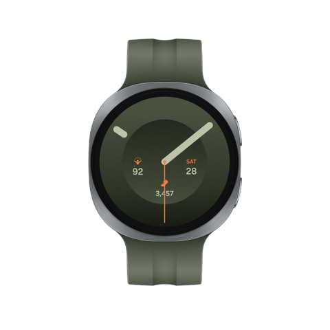 Samsung Galaxy Watch9 - 44 mm - silber - intelligente Uhr mit Sportband - Olive - Bandgr??e: M/L - Anzeige 3.73 cm (1.47")