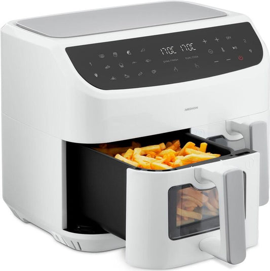 MEDION LIFE P20 XXL Twin DoppelzonenHeiluftfritteuse MD 11760 - 2 separate Garzonen - 9 Automatikprogramme - 8,7 L Gesamt-Nutzinhalt - 2.600 Watt - Temperatur einstellbar bis 200 C (50072938)