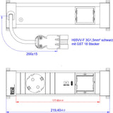 Bachmann Power Frame Steckdosenleiste Small ALU 1xSchutzkontaktsteckdose schwarz mit erhhtem Berhrungsschutz 1xUSB C 30W Charger 1xCustom Module leer Stromeingang 0,2m H05VV-F3G1,5mm mit GST18 Ste