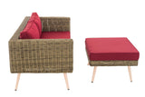 2er Sofa Molde mit Fuhocker Rundrattan natura 45 cm (Hellbraun)