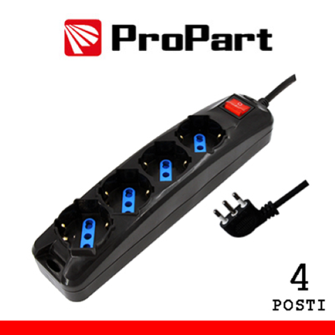 PROPARTE MULTIPRESA 4POS BIPASSO/SCHUKO SPINA16A +INTERR. NERA