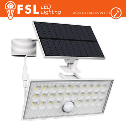 BIANCO FARO DA ESTERNO SOLARE CON SENSORE DI MOVIMENTO 60W (6 LED)
