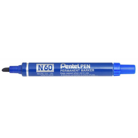 PENTEL N60 MARCATORE PERMANENTE BLU PUNTA A SCALPELLO 3.90/5.50 mm CONF 12 Pz.