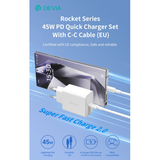 DEVIA CARICA BATTERIE PD 45 WATT CON CAVO DA C A C PER CARICA RAPIDA BIANCO