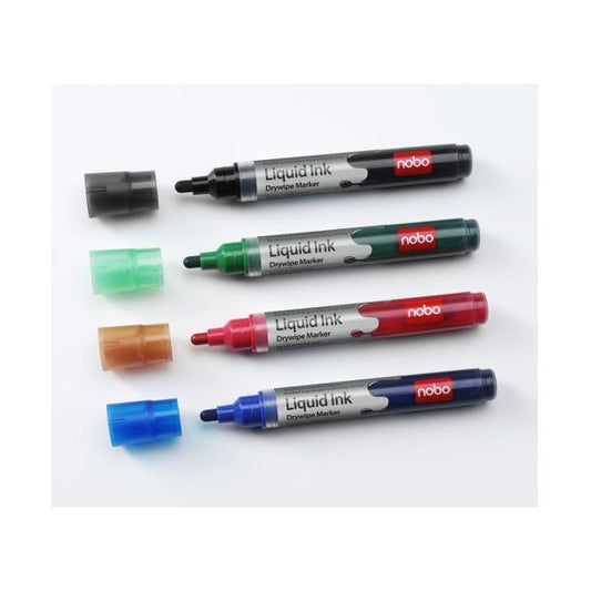 NOBO PENNARELLI A INCHIOSTRO LIQUIDO CANCELLABILE PUNTA TONDA 3 mm COLORI ASSORTITI CONF 4 Pz.