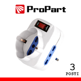 ProPart Adattatore 3pos bipasso/schuko spina10A rotante + inter.