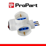 PROPART ADATTATORE 3 PRESE 2P+T 10/16A BIPASSO/SCHUKO CON INTERRUTT. SPINA 10A