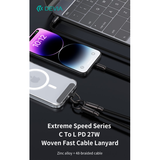 DEVIA CORDINO CON CAVO CARICA C-LIGHTNING TRACOLLA 1.2MT PORTA TELEFONO NERO