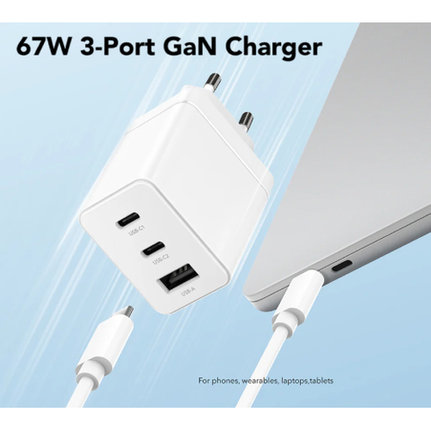 CARICA BATTERIA USB-C 67W MAX 2PUSB -C( 67W MAX) 1 USB-A(18W)