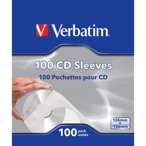 VERBATIM BUSTE PORTA CD/DVD IN CARTONCINO 125X125 mm BIANCO CONF 100 Pz.