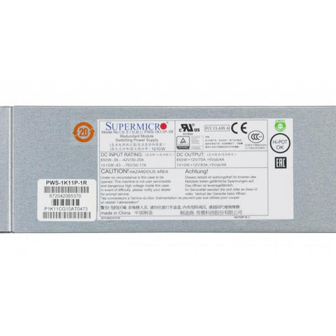 Supermicro PWS-1K11P-1R alimentatore per computer 850 W 1U Grey