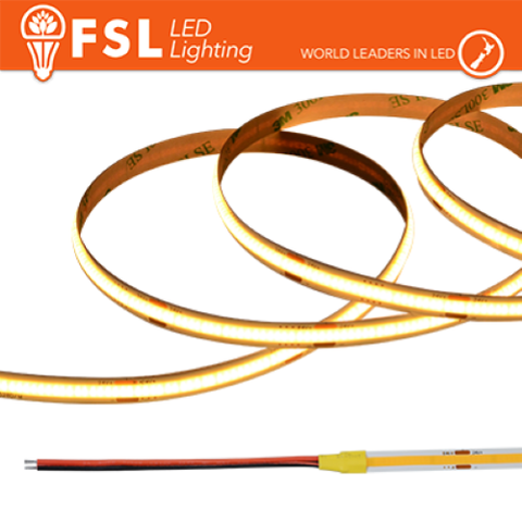 LUCE CALDA - 3000K STRISCIA LED COB 5METRI - IP20 3000K 24V 15W/M 1450LM/M