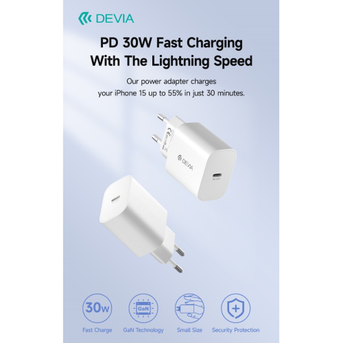 DEVIA CARICA BATTERIE USCITA TIPO-C CARICA RAPIDA PD 30 WATT GAN