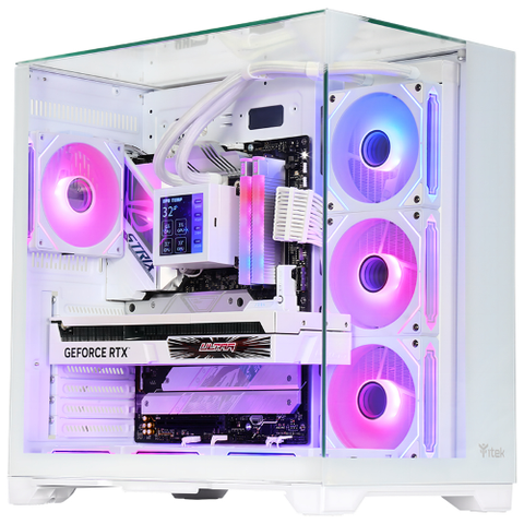 CASE ITEK TOWER "DARK CAVE PANO" GAMING 2*USB3,USB-C, 4*12CM FAN ARGB, TEMP GLASS TOP, SIDE & FRONT PANEL, WHITE - ITGCADCPAW